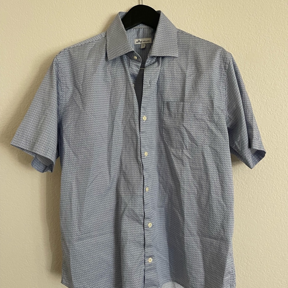 Peter Millar Light Blue Patterned Button Down Shirt